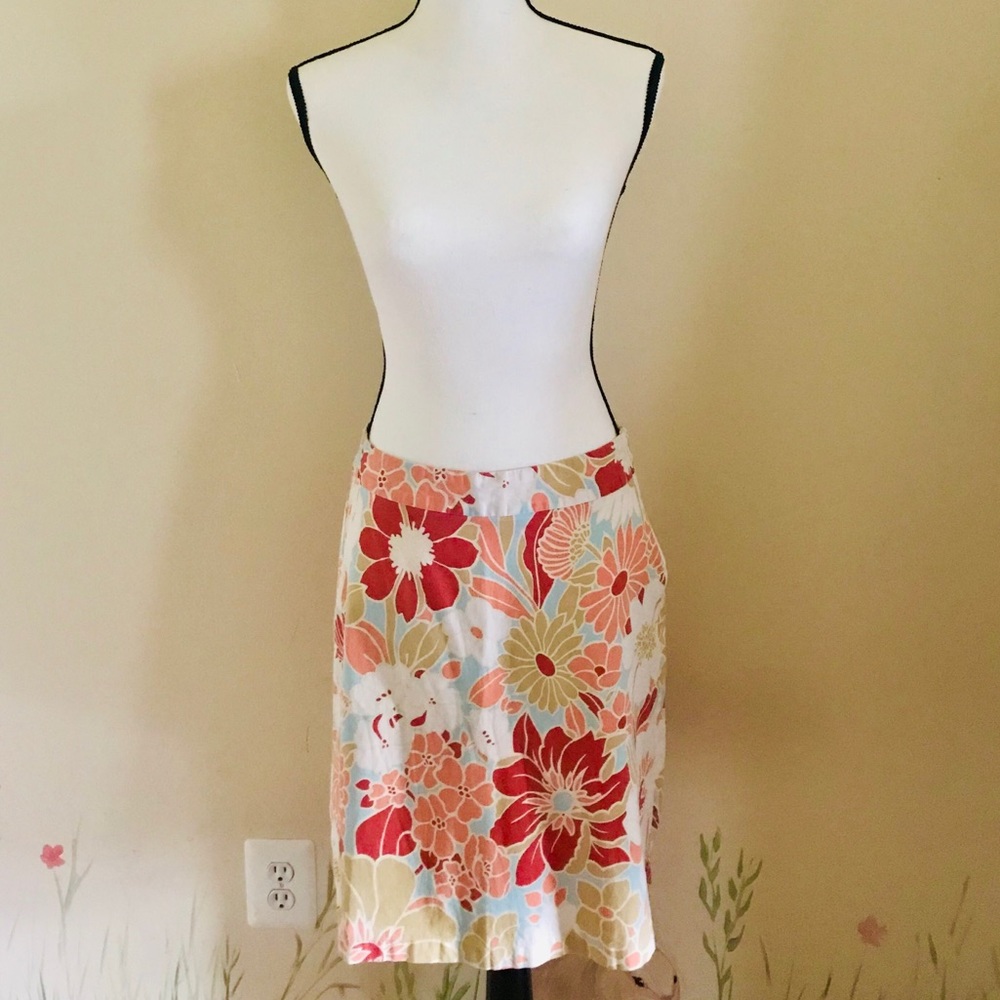 Violet Flowered Pattern Midi Skirt